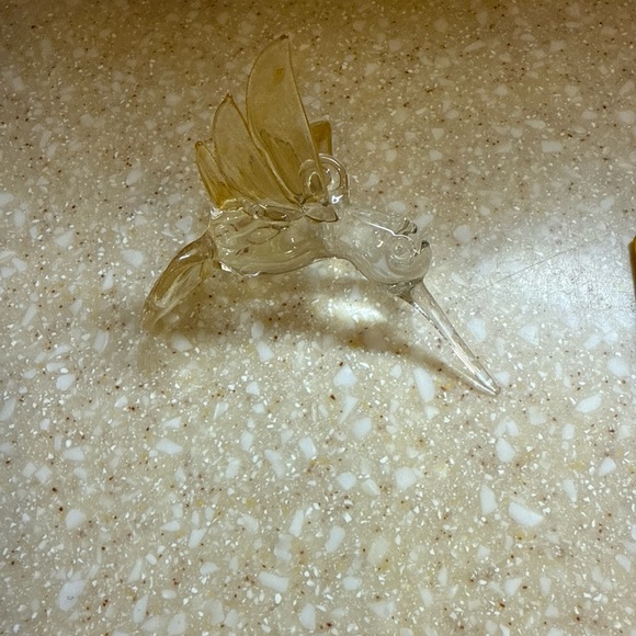 Vintage Blown Glass Hummingbird Figurines Clear Pink Gold Set of 5 - Picture 7 of 16